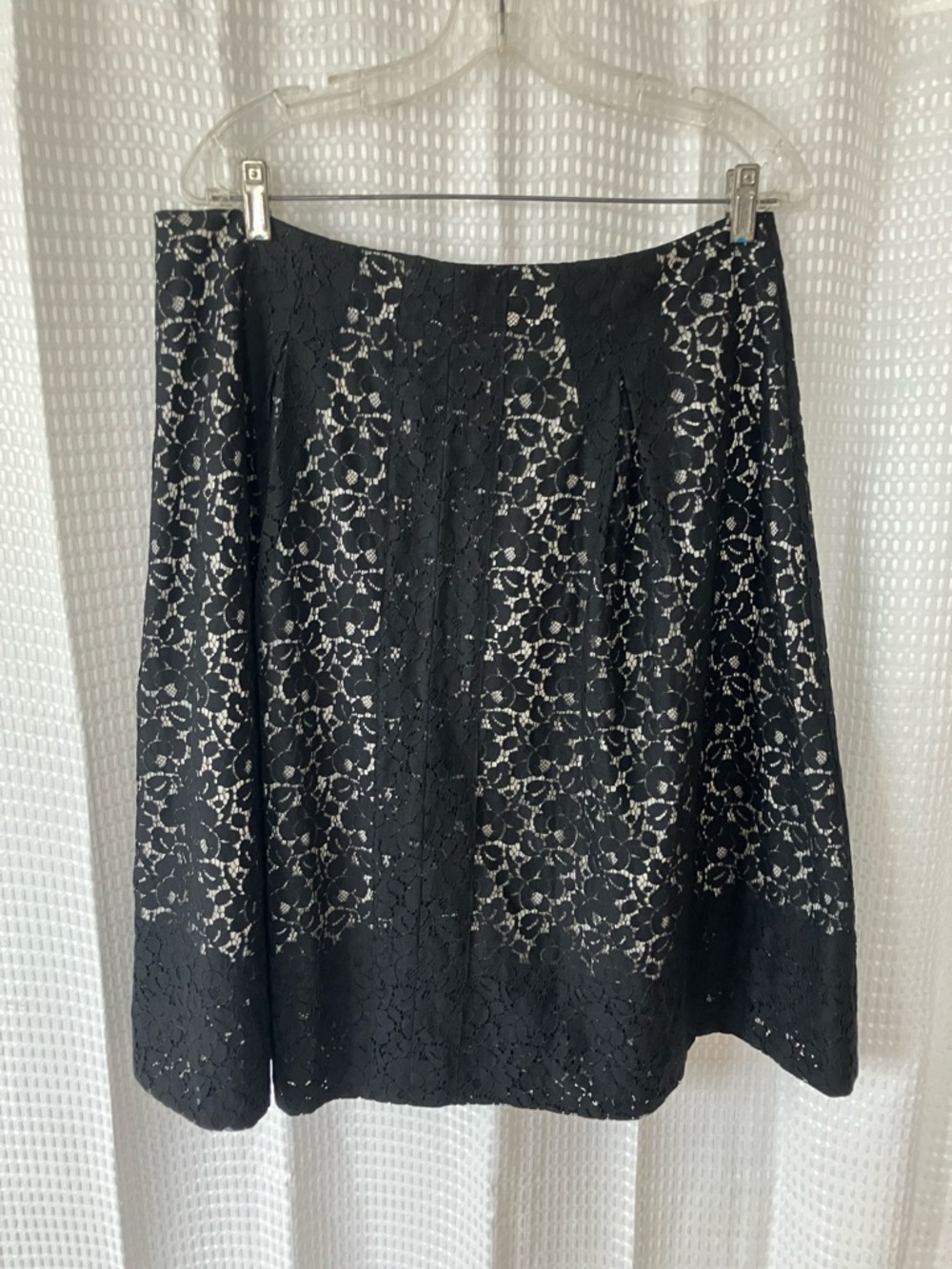 Talbots Black Lace A-Line Skirt Size 12 Cotton Blend Lined Knee Length Classic - Picture 3 of 13
